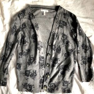 Aeropostale Dark and Light Grey Rose Cardigan